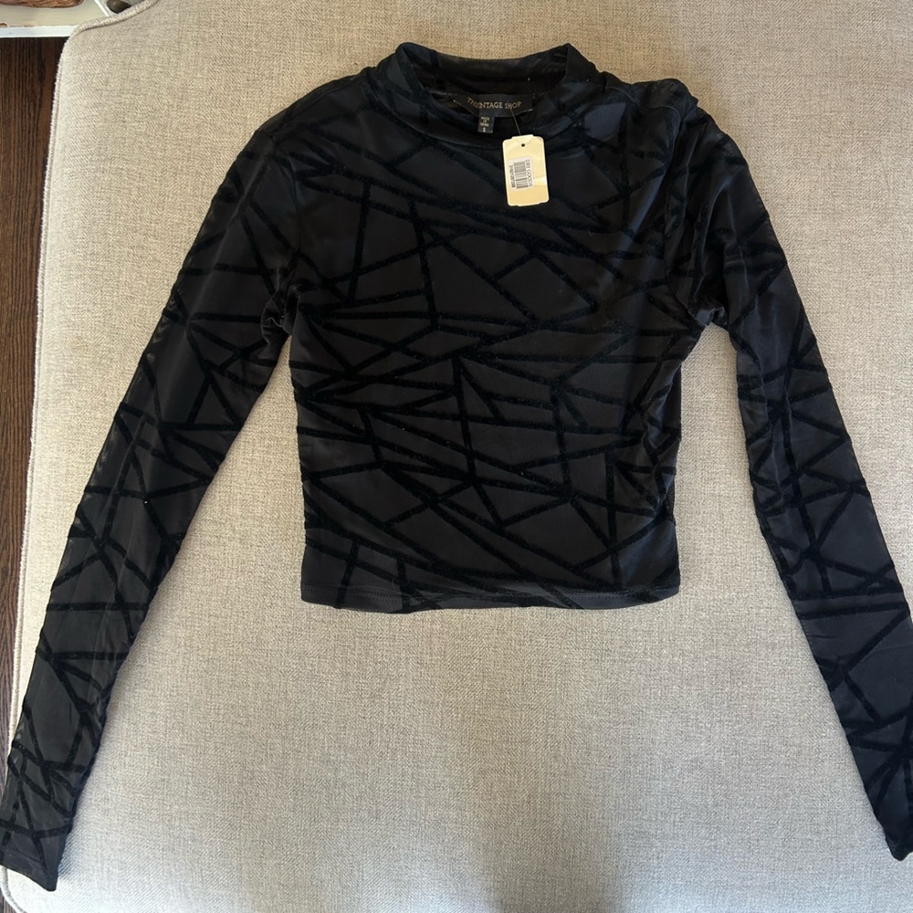 The Vintage Shop Black Geometric Long Sleeve Top